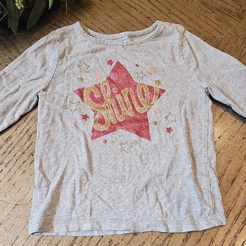 Gymboree Gray Long Sleeve Tee with Pink Star Design 2T